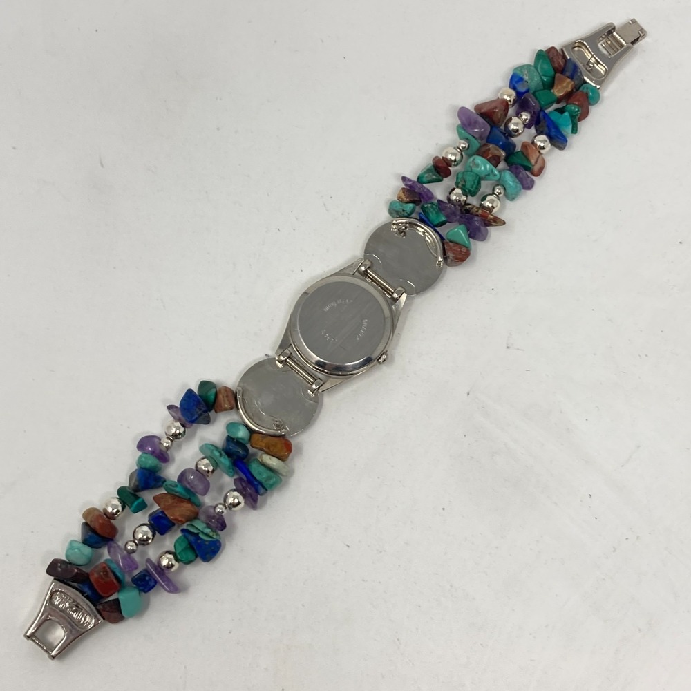 Oryx Watch Women Silver Tone Gemstone Band Amethyst Jasper 24mm New Batter 7.25" - Picture 14 of 16
